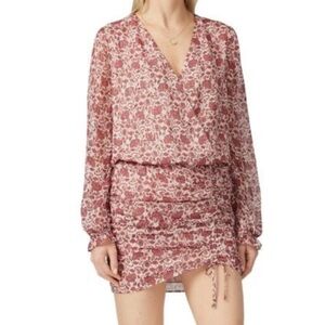 Ramy Brook dress Red Floral Metallic Silk Blend Blouson Small lined
